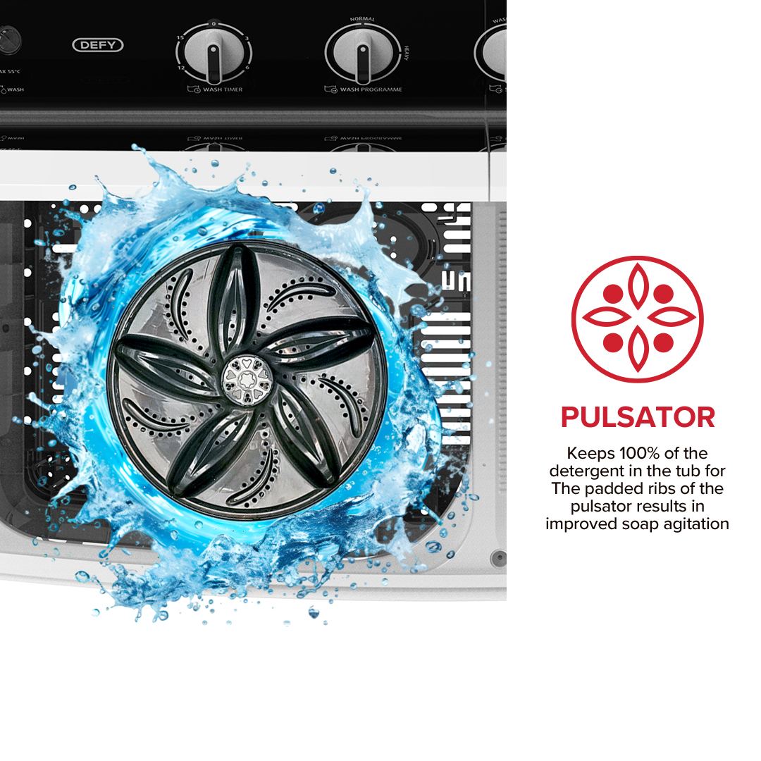 Defy 18kg White Twin Tub Washing Machine Dtt180