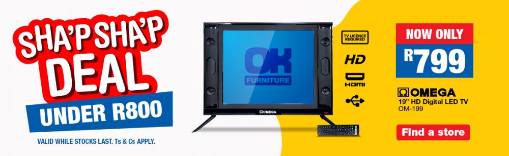 SHA’P SHA’P OMEGA 19” LED TV DEAL UNDER R800. Shop Now