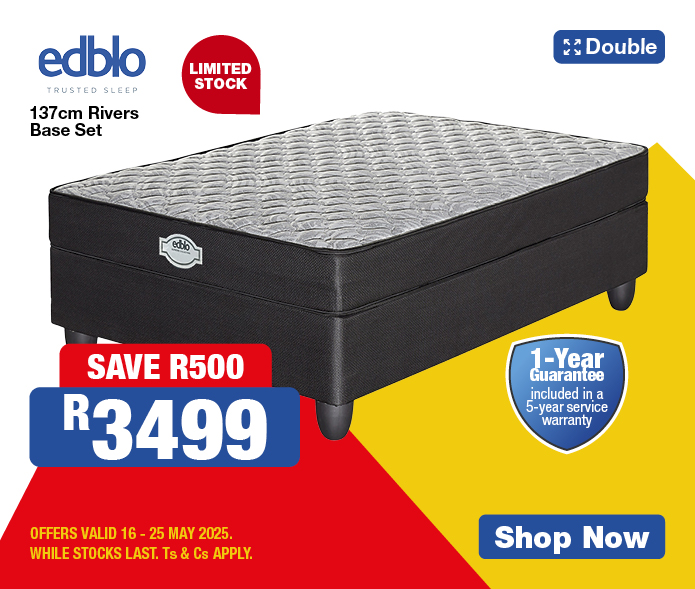 Edblo
            137cm Espresso
            Base Set
            SAVE R2000
            R4999