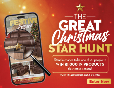 THE GREAT CHRISTMAS STAR HUNT
            Stand a chance to be one of 20 people to WIN R1 000 IN PRODUCTS this festive season!
            VALID UNTIL 26 DECEMBER 2025. Ts & Cs APPLY.