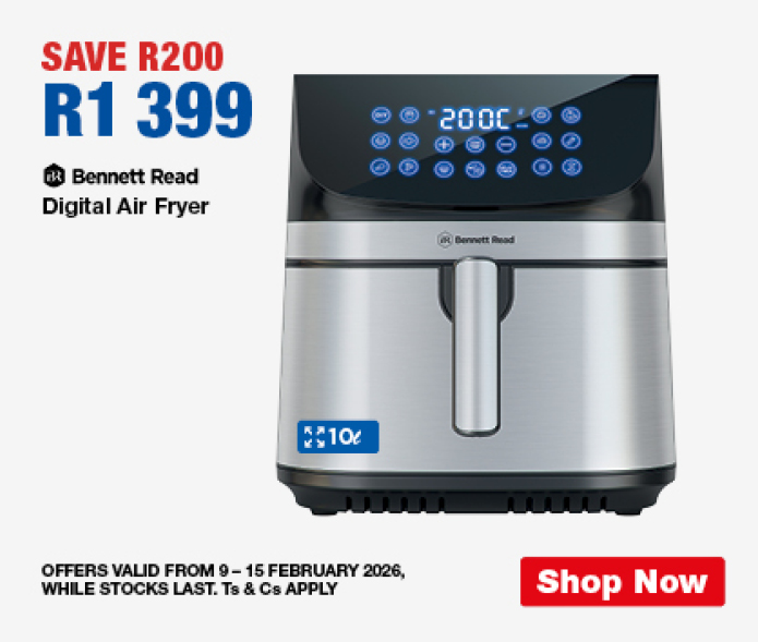 SAVE R200, R1399
Bennett Read Digital Air Fryer
