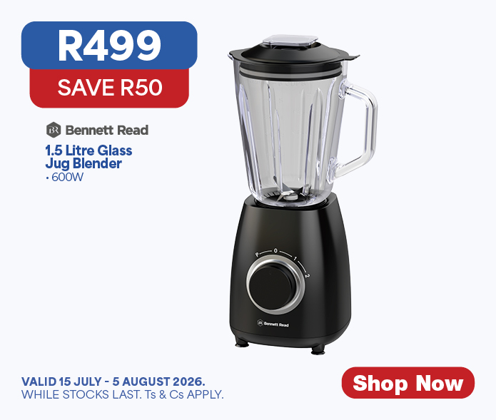 BENNETT READ 1.5 Litre Glass Jug Blender 600W
R499, SAVE R50
