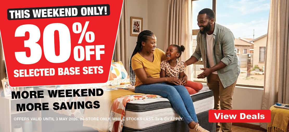 This Weekend Only. 30% Off Selected Base Sets. Offers Valid until 3 May 2026. In-Store Only. While Stocks Last. Ts & Cs Apply. 