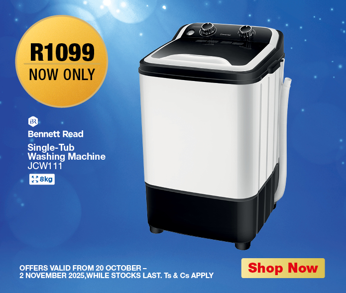 R1099 NOW ONLY
            Bennett Read Single-Tub Washing Machine
            JCW111