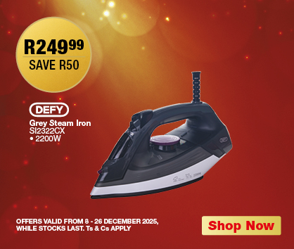 R249.99, SAVE R50
                DEFY Grey Steam Iron SI2322CX
                • 2200W