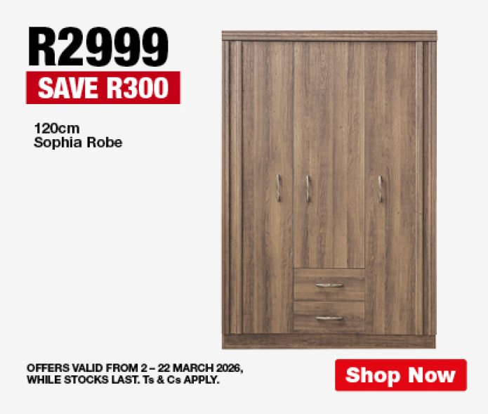 R2999, SAVE R300
                120cm Sophia Robe