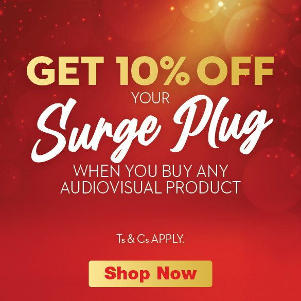 Get 10% off your surge plug when you buy audio-visual product